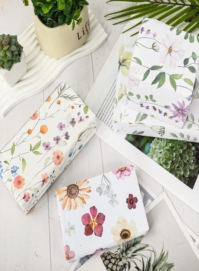 AnyDesign Floral Wrapping Paper Wild Flowers Gift Wrap Paper Bulk Decorative Flower Plants Art Paper for Wedding Birthday Baby Shower DIY Craft Gift Packing, 19.7 x 27.6 Inch, Folded Flat, 8 Sheet - Image 5